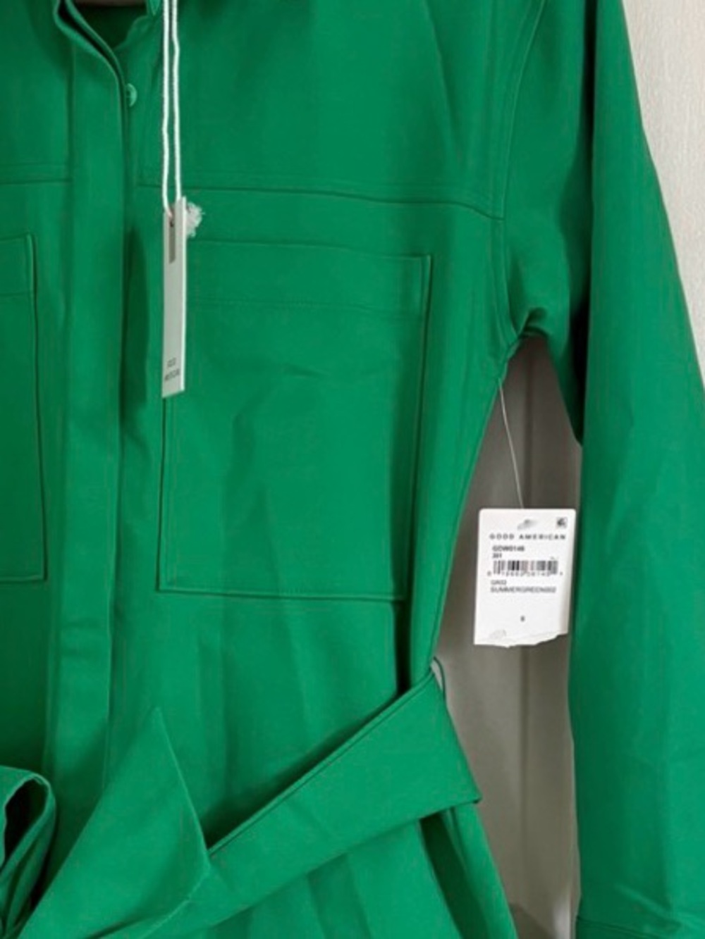 Good American Emerald Green Tie-Waist Shirt Dress - Picture 5 of 5